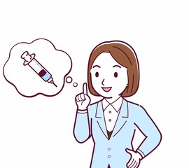 Young woman in a light blue suit