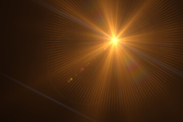 Beautiful optical lens flare effect Golden sun light