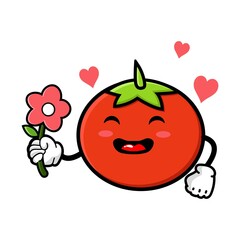 cute tomato cartoon mascot character