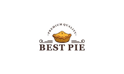the logo for the best pie shop complete with pies that look good and delicious