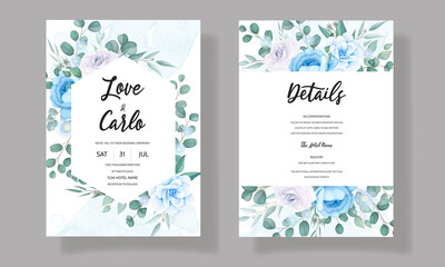 Elegant hand drawn floral wedding invitation card