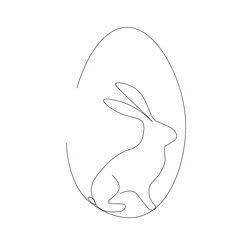 Easter icon egg and bunny on white background, vector illustration