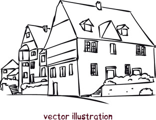 vector sketch of Europe suburb