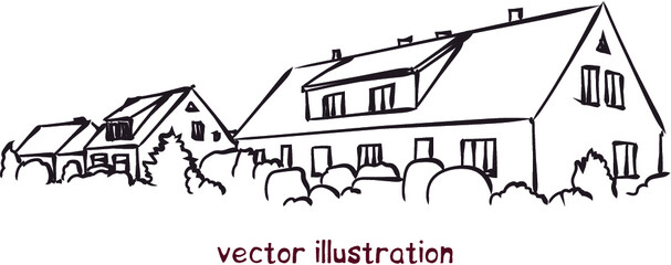 Obraz premium vector sketch of Europe suburb