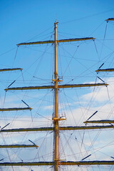 Fototapeta premium Masts and rigging of a sailing ship against sky