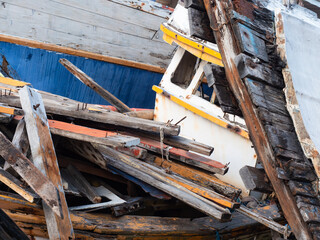 Wrecks of old, wooden fishing boats