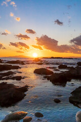 城ヶ島の海に沈む夕陽