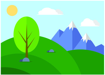 mountains and fresh nature vector illustration