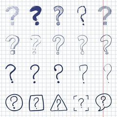 Vector Set of Sketch Question Marks