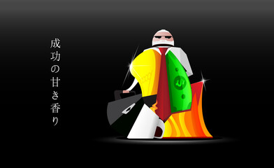 Businessman is drawn on a black background.