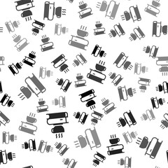 Black Coffee cup and book icon isolated seamless pattern on white background. Tea cup. Hot drink coffee. Vector Illustration.