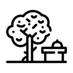 food under tree line icon vector illustration