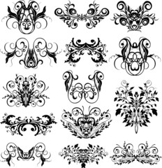 vector vintage floral design elements on gradient background