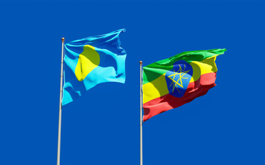 Flags of Palau and Ethiopia.