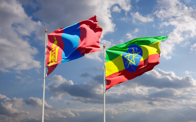 Flags of Mongolia and Ethiopia.