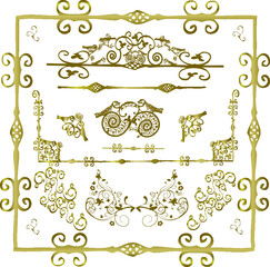 vector vintage floral design elements on gradient background