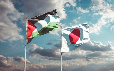 Flags of Palestine and Japan.