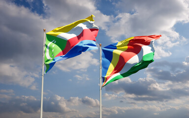 Flags of Seychelles and Comoros.