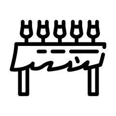 table with glasses and wind line icon vector illustration