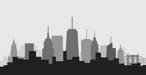 New York City highrise skyline simplicity flat design. Vector illustration.
