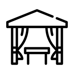 tent with table for eating line icon vector illustration