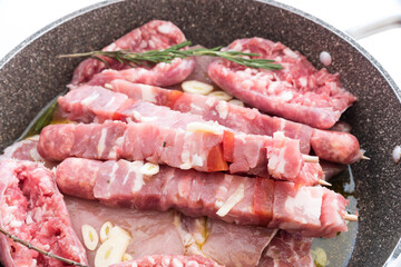 Skewers and sausages ready for the BBQ