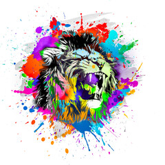 background with lion and  splashes