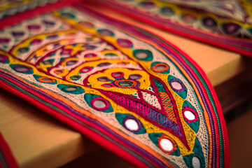 handwork embroidery,traditional and pattern art embroidery artwork beautiful view,Handmade. Ethnic and tribal motifs,print in the heavy mirror-work style,