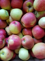 Fototapeta na wymiar Ripe pink fresh apples on the market