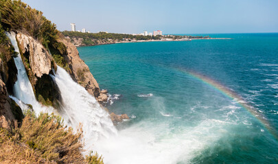 Duden Waterfall off the coast of Antalya, Turkey.