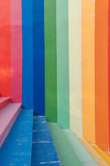 Colorful stairs and colorful wall background