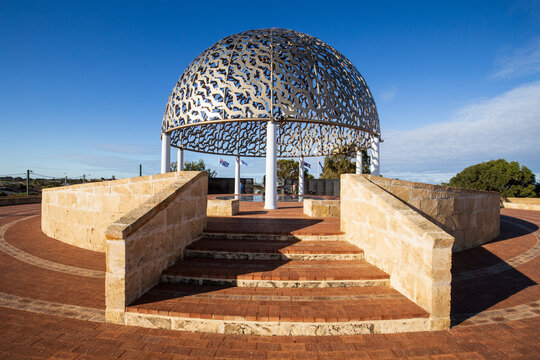 Geraldton, Australia - 8 Sep 2018: The HMAS Sydney Memorial at Geraldton in Western Australia is a very powerful and poignant reminder of the loss of 645 men on HMAS Sydney during WW2