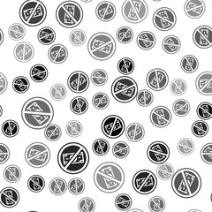 Black No money icon isolated seamless pattern on white background. Prohibition of money. Vector.