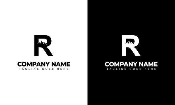 logo letter R linked mountain vector illustration