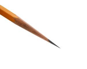 an acutely honed pencil on a white background.