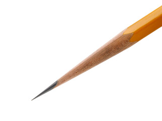 an acutely honed pencil on a white background.