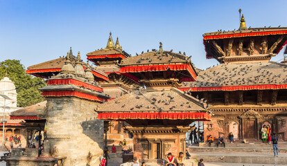 Temple roofs at the Durbar square in Kathmandu, Nepal