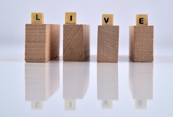 Cube word games with multicolored background. Symbolism. Words.
