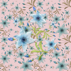 seamless pattern abstracts floral composition