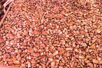 Pink molluscs at the market