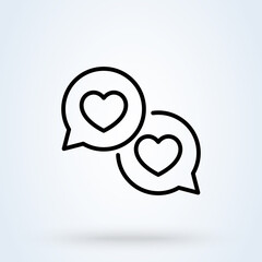 Love message line sign icon or logo. speech bubble concept. good feedback linear app illustration.