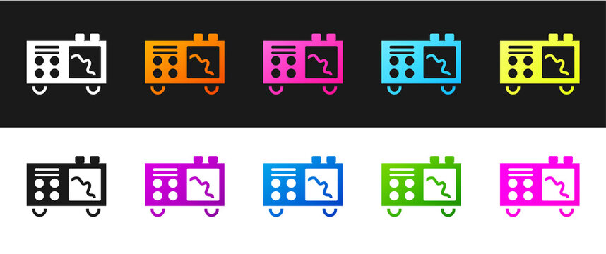Set Spectrometer icon isolated on black and white background. Vector.
