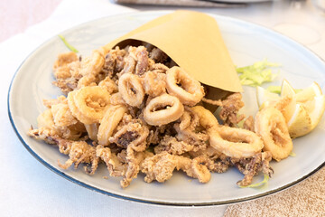 Fried fish bunch closeup