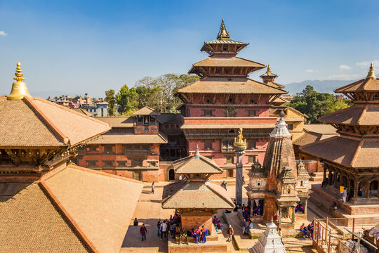 Historic Temples Of Durbar Square In Patan, Nepal