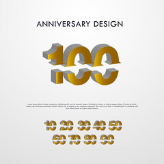 Anniversary Set Number Vector Design For Banner Print and Greeting Background