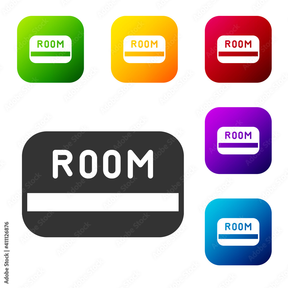 Poster black hotel key card from the room icon isolated on white background. access control. touch sensor. 