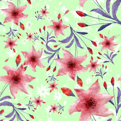 seamless pattern abstracts floral composition