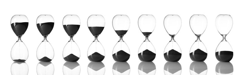 Set of hourglass on white background