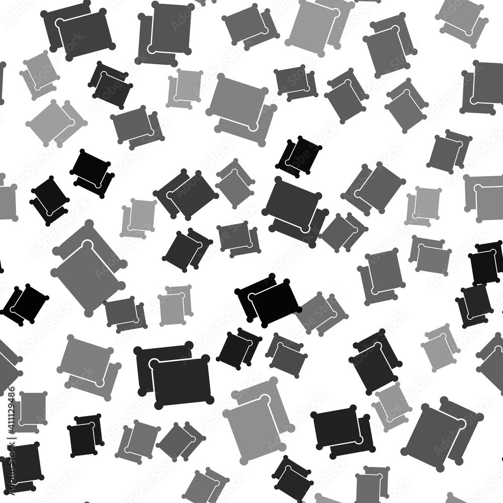 Poster black rectangular pillow icon isolated seamless pattern on white background. cushion sign. vector.