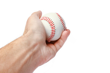 beautiful in the hands of a baseball on a white background myach
